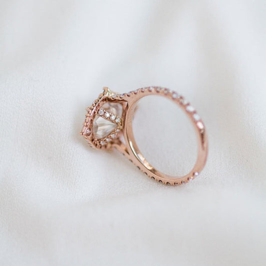 Pear Halo & Pave Cathedral Lab Grown Diamond Engagement Ring