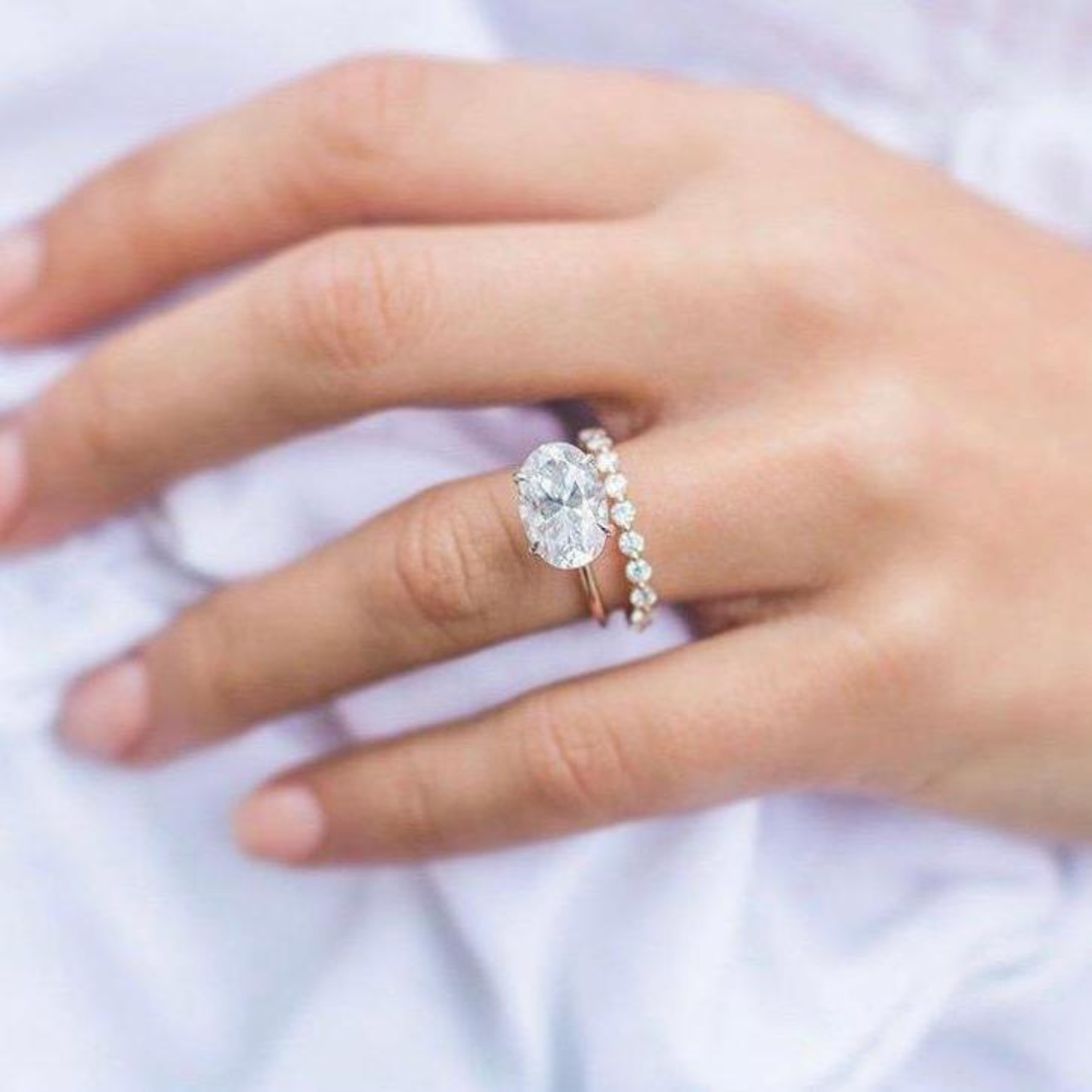 East West Oval Solitaire Lab Grown Diamond Engagement Ring