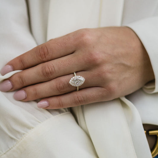 Marquise Halo & Pave Lab Grown Diamond Engagement Ring