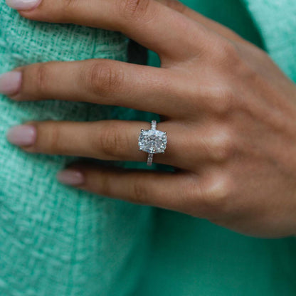 Cushion Pave Lab Grown Diamond Engagement Ring