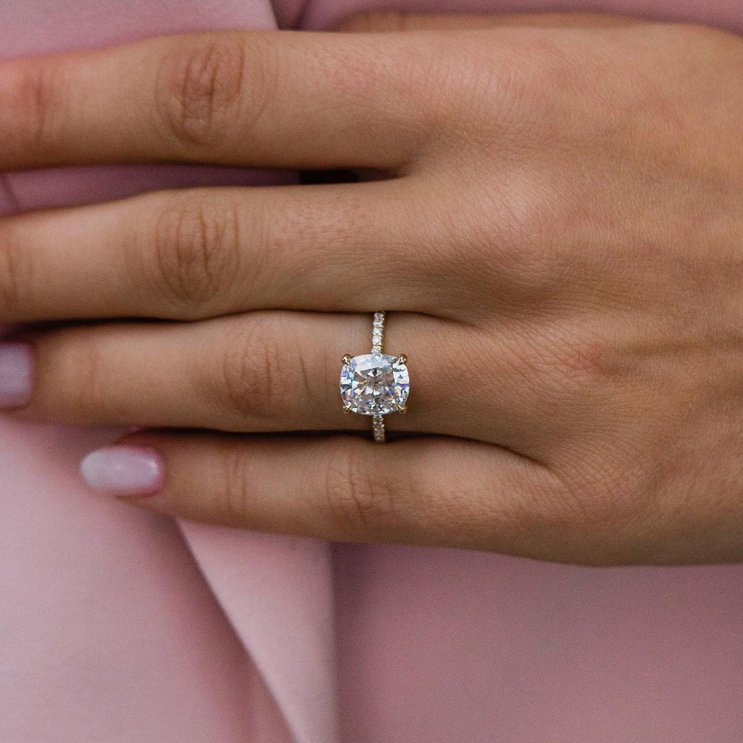 Cushion Pave Lab Grown Diamond Engagement Ring
