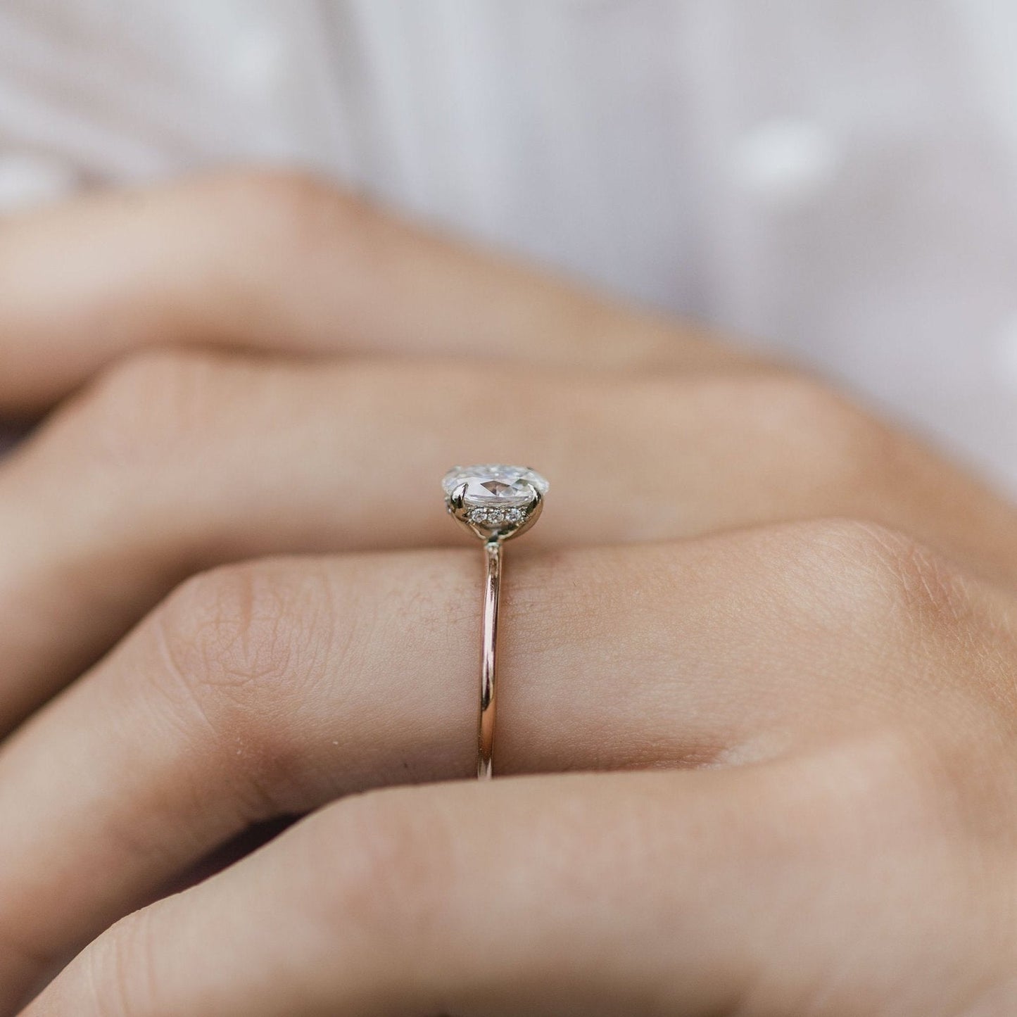 Oval Hidden Halo Lab Grown Diamond Engagement Ring