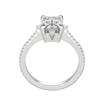 1.60 CT Emerald Solitaire Pave Moissanite Engagement Ring 6