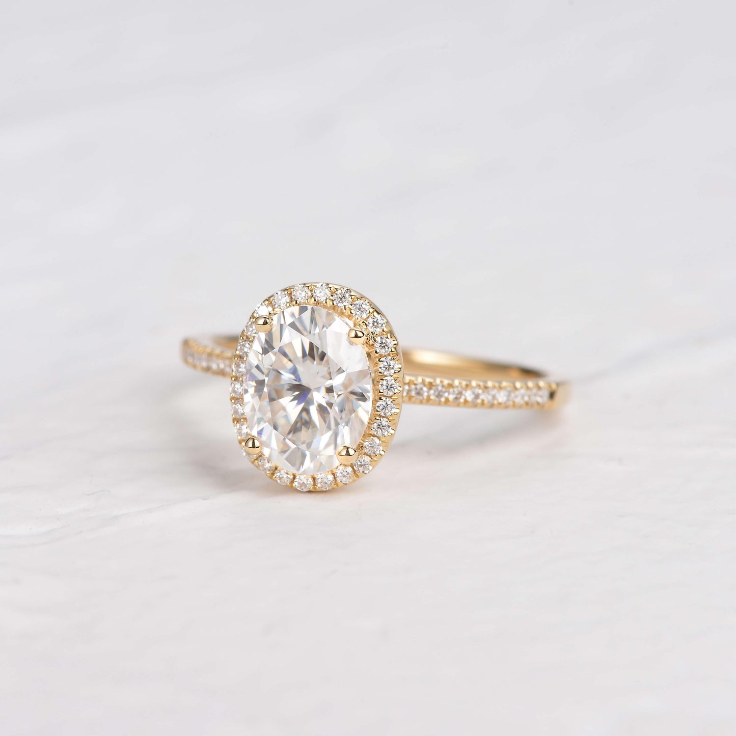 Oval Halo & Pave Lab Grown Diamond Engagement Ring