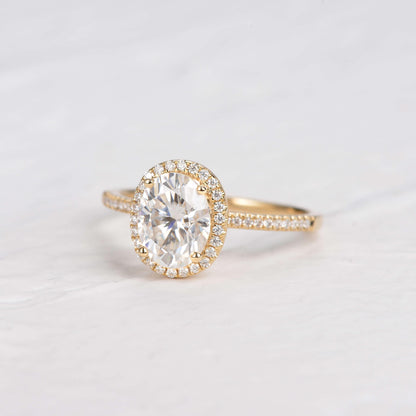 Oval Halo & Pave Lab Grown Diamond Engagement Ring