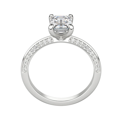 1.60 CT Emerald Solitaire Moissanite Engagement Ring With Pave Setting 6