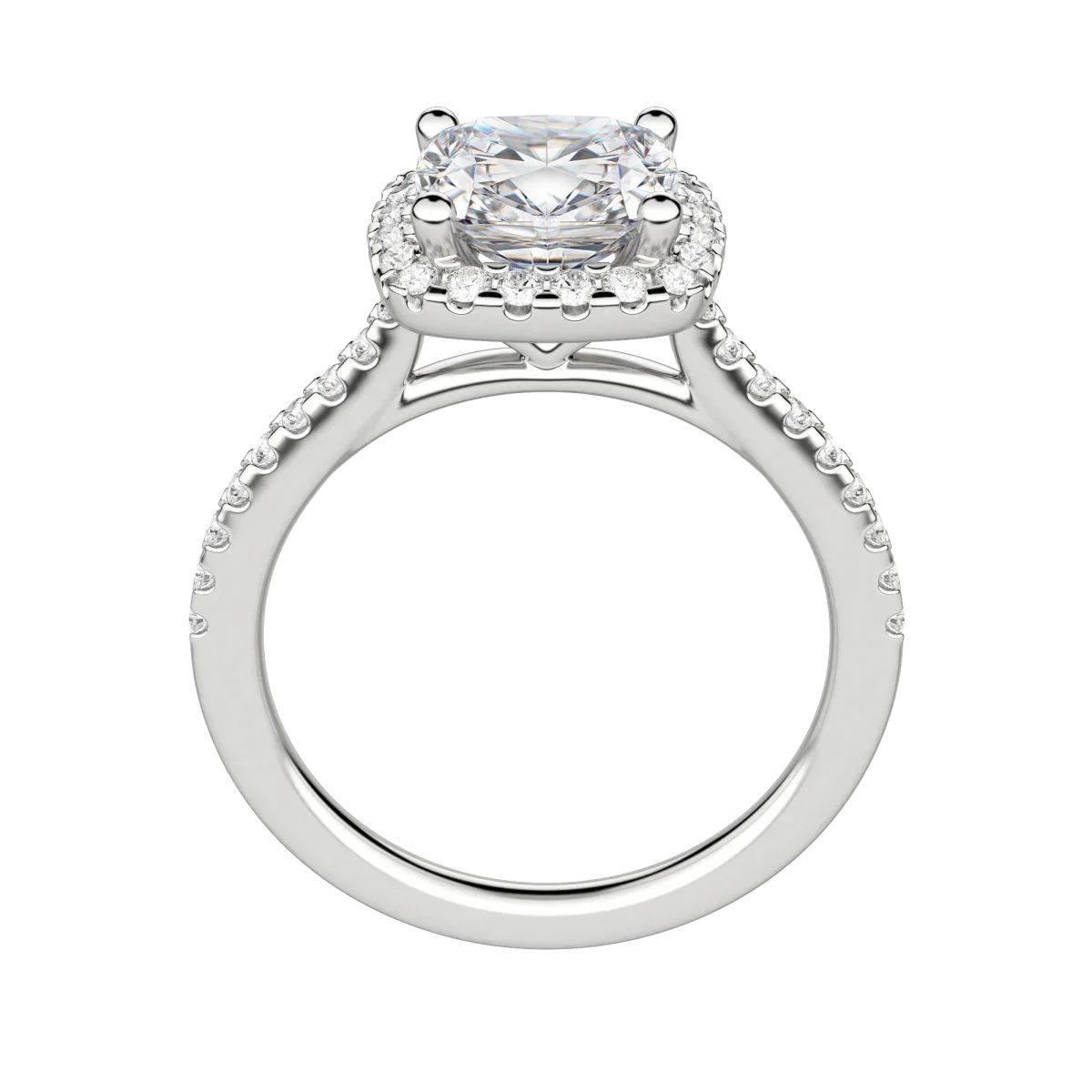 2.15 CT Cushion Cut Halo Moissanite Engagement Ring 5