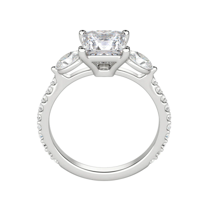 2.78 CT Princess 3 Stone Moissanite Engagement Ring 6