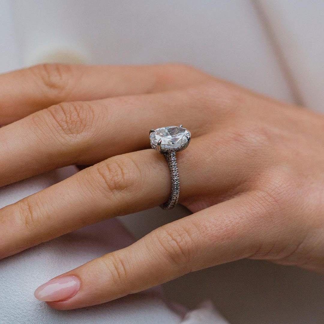 Oval Pave Lab Grown Diamond Engagement Ring