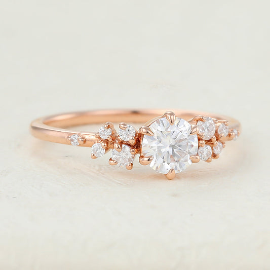 Round Cluster Lab-Grown Diamond Engagement Ring