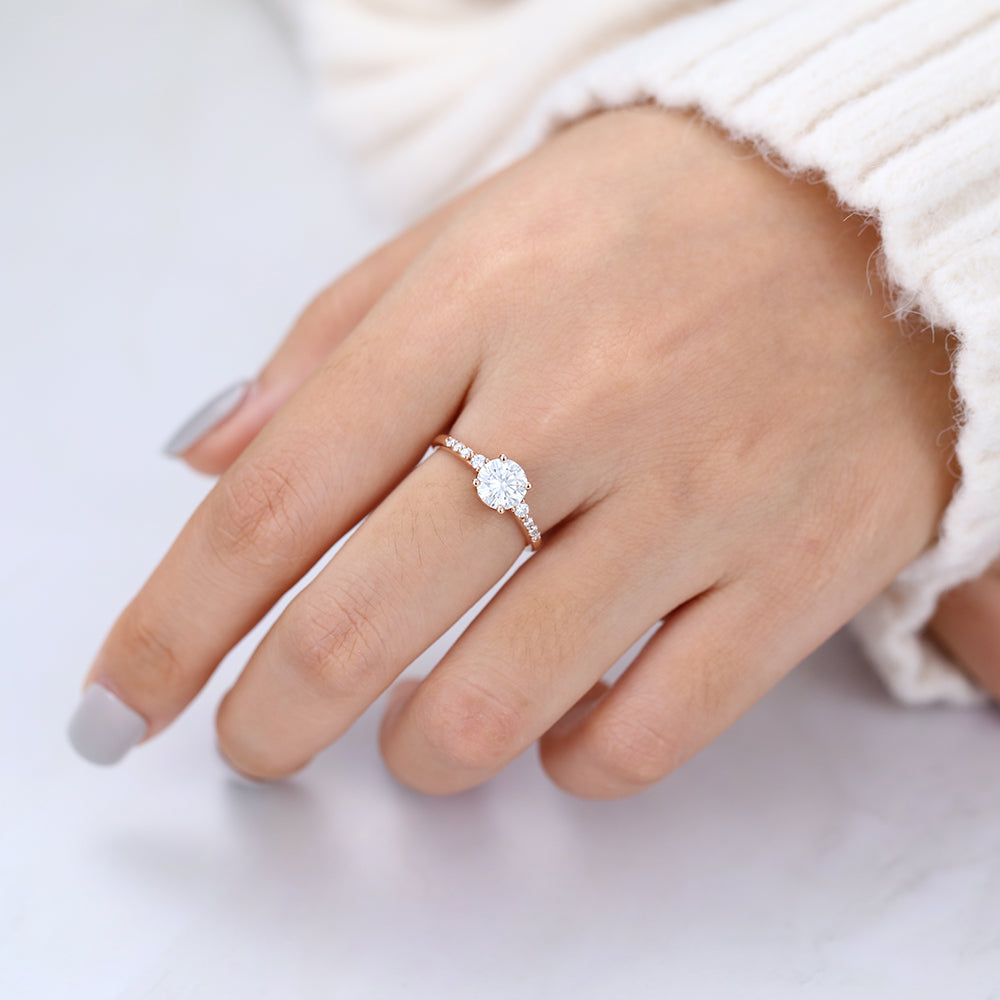 Round Pave Lab-Grown Diamond Engagement Ring