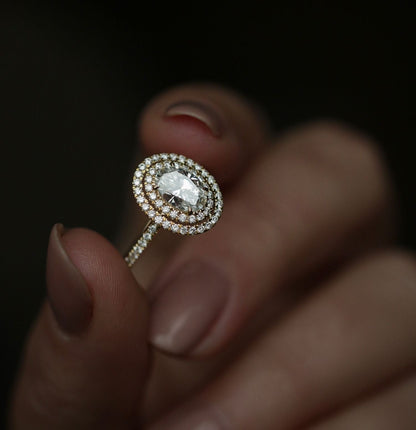 Oval Double Halo Lab Grown Diamond Engagement Ring