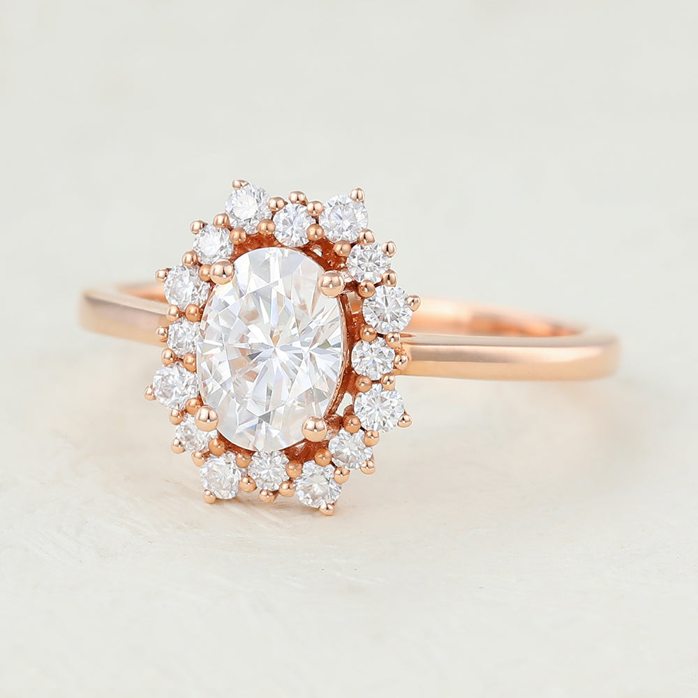 Oval Cluster Lab-Grown Diamond Engagement Ring