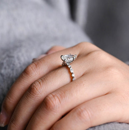 Stunning 1.0 - 2.0 CT Pear Moissanite Engagement Ring with Pave Design 4