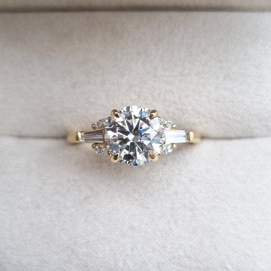 Round Cluster Lab Grown Diamond Engagement Ring