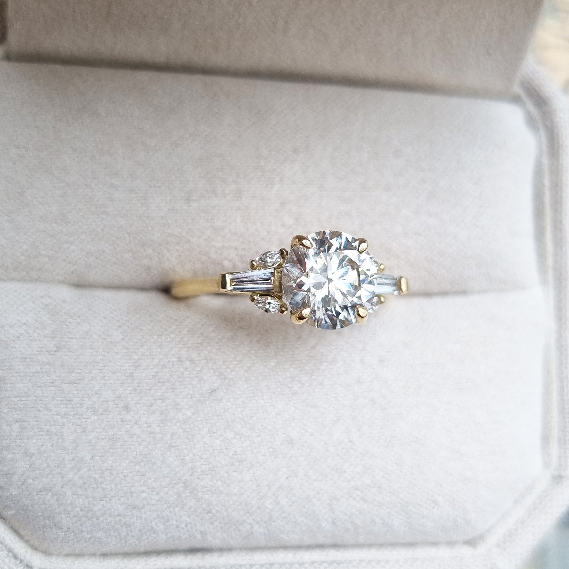 Round Cluster Lab Grown Diamond Engagement Ring