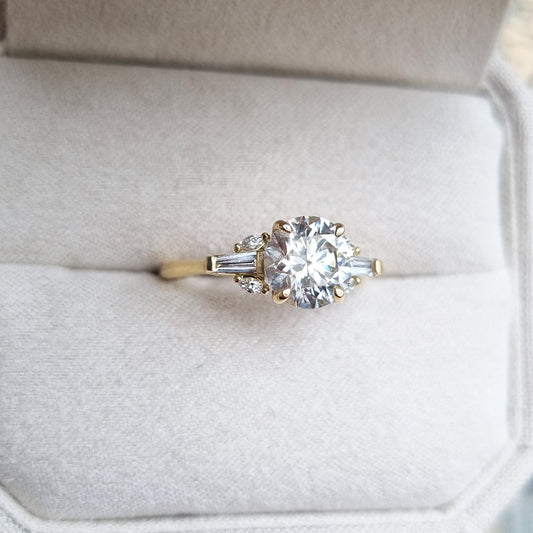 Round Cluster Lab Grown Diamond Engagement Ring