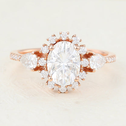 Oval Cluster Lab-Grown Diamond Engagement Ring