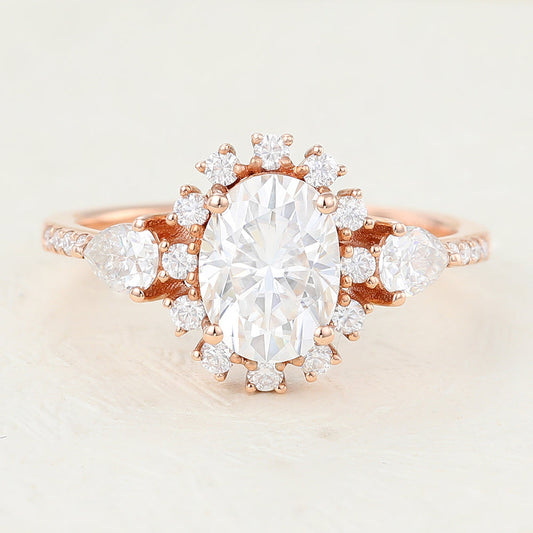 Oval Cluster Lab-Grown Diamond Engagement Ring