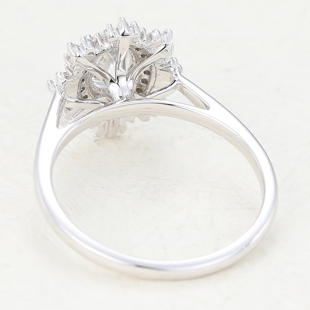 Oval Cluster Lab-Grown Diamond Engagement Ring