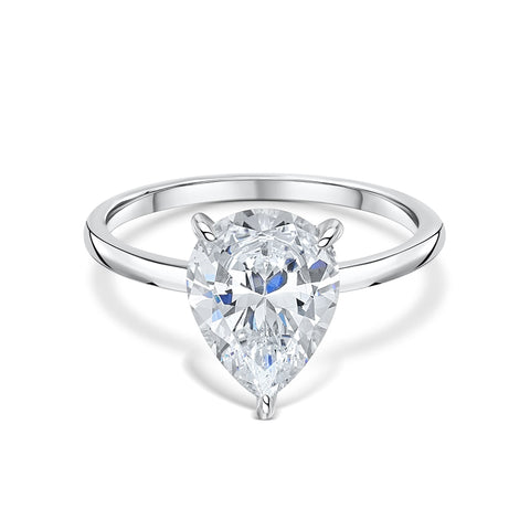 1.33 CT Pear Solitaire Moissanite Engagement Ring With Hidden Halo Setting 6