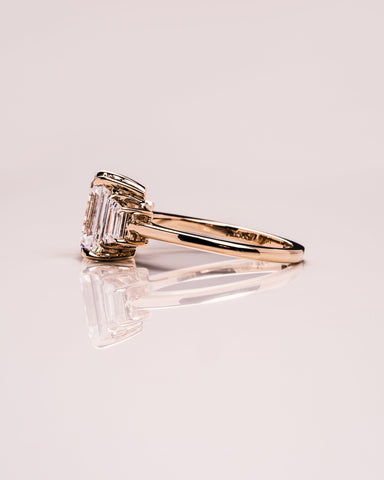 0.66 CT Emerald Cut Three Stone Moissanite Engagement Ring 10