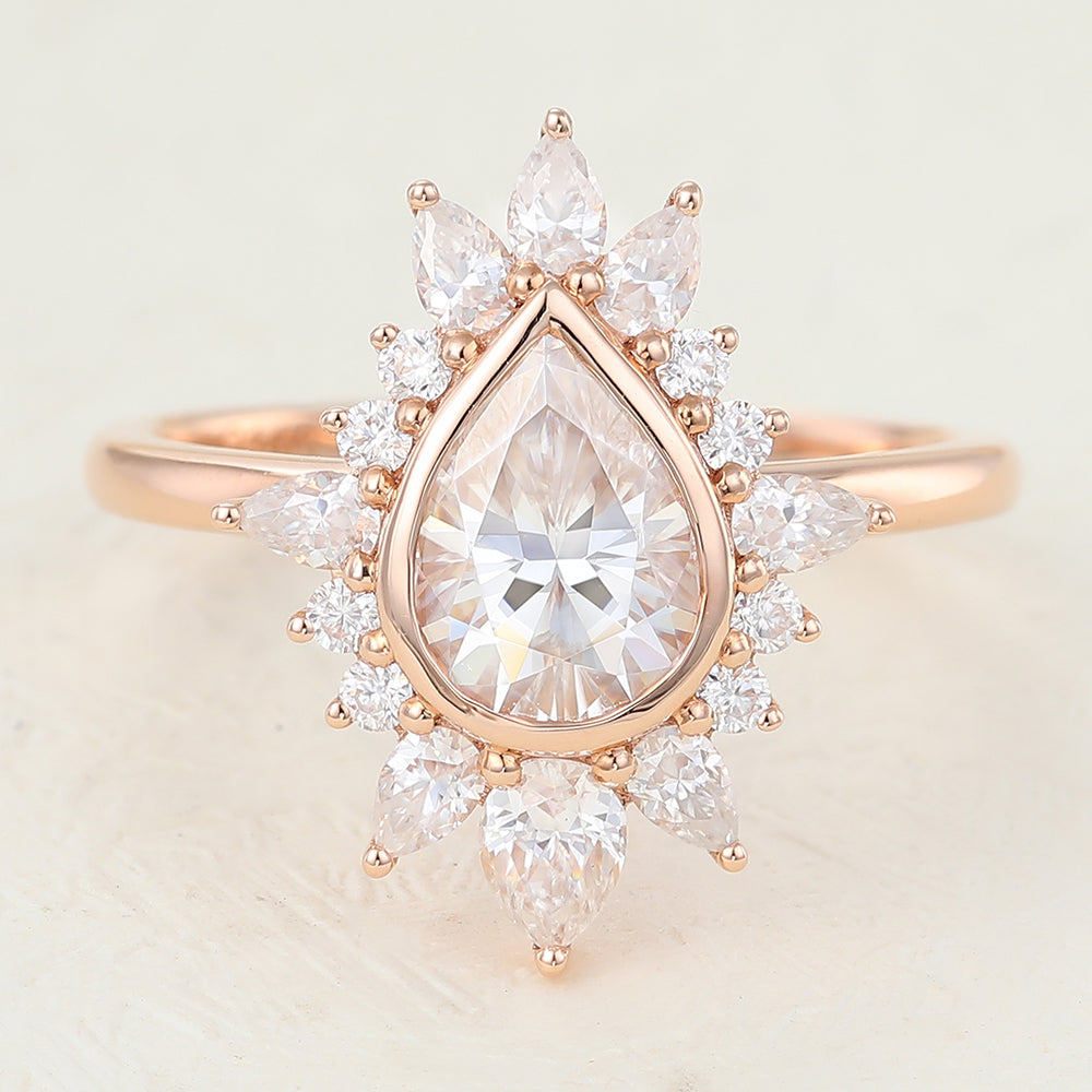 Pear Cluster Lab-Grown Diamond Engagement Ring