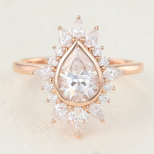 Pear Cluster Lab-Grown Diamond Engagement Ring