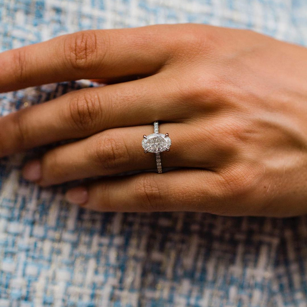 Oval Pave Lab Grown Diamond Engagement Ring