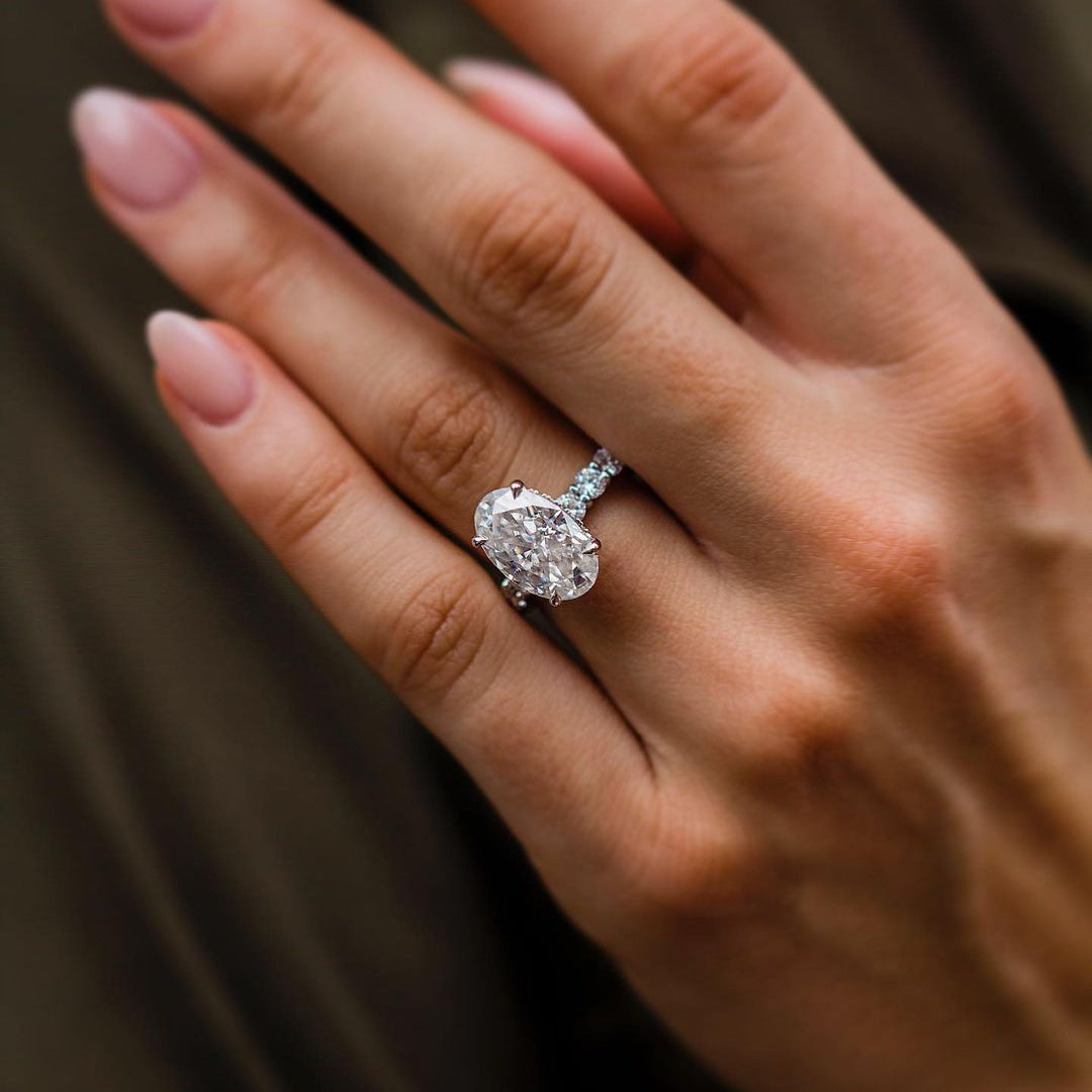 Oval Pave Lab Grown Diamond Engagement Ring