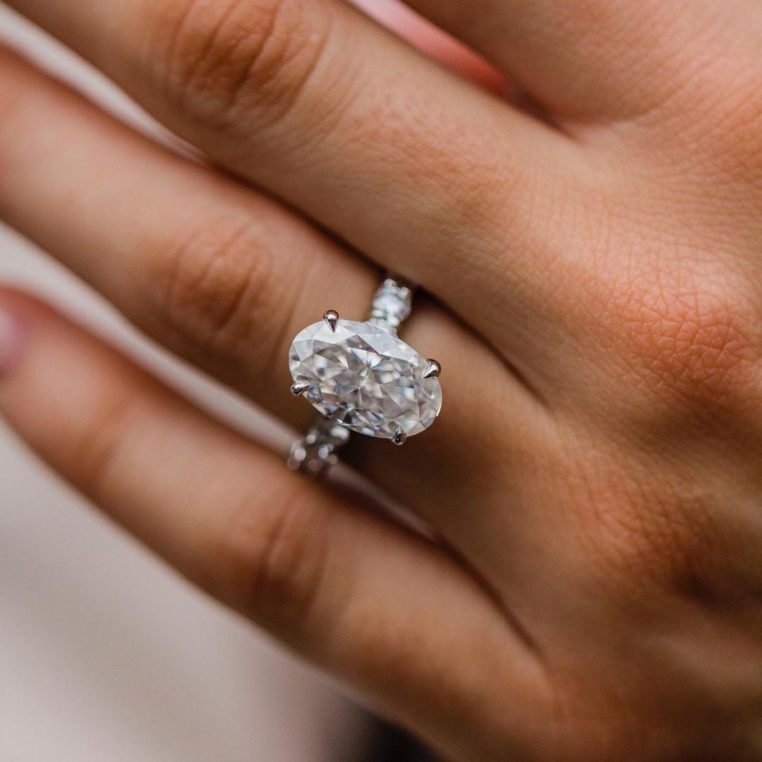 Oval Pave Lab Grown Diamond Engagement Ring