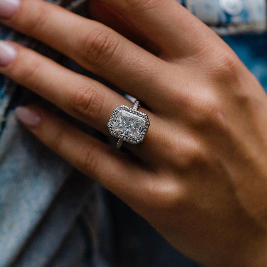 Radiant Halo & Pave Lab Grown Diamond Engagement Ring