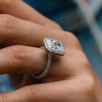 Radiant Halo & Pave Lab Grown Diamond Engagement Ring