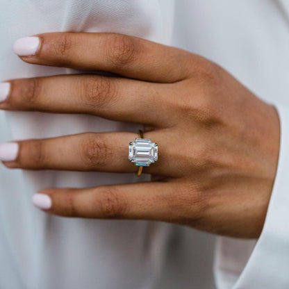 Emerald Three Stone Lab Grown Diamond Engagement Ring