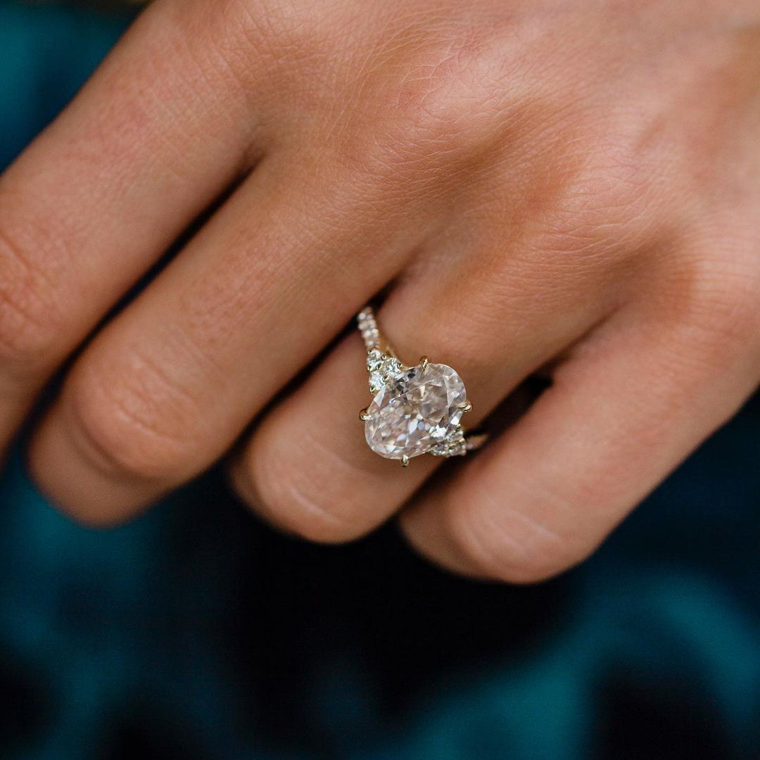 Oval Cluster Lab Grown Diamond Engagement Ring
