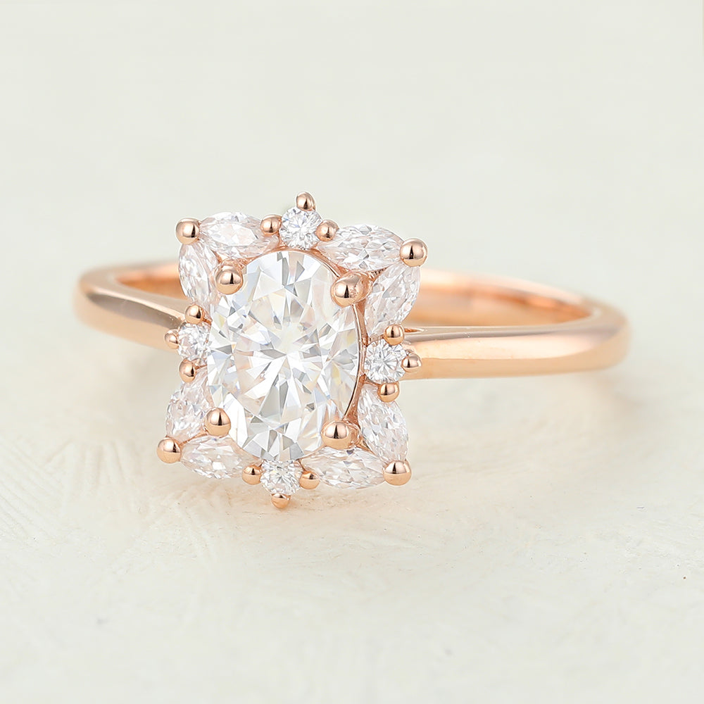 Oval Cluster Lab-Grown Diamond Engagement Ring