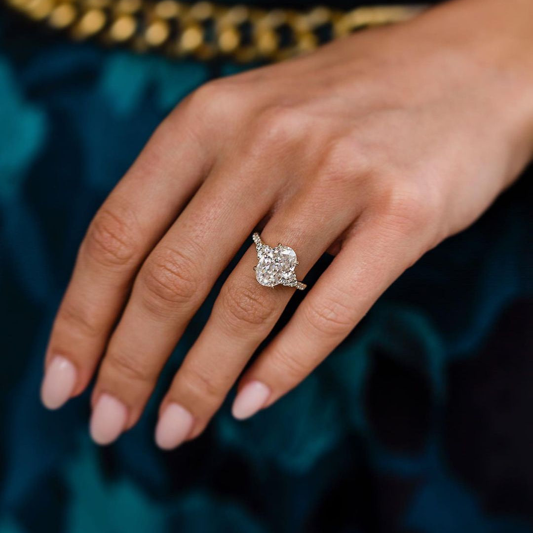 Oval Cluster Lab Grown Diamond Engagement Ring