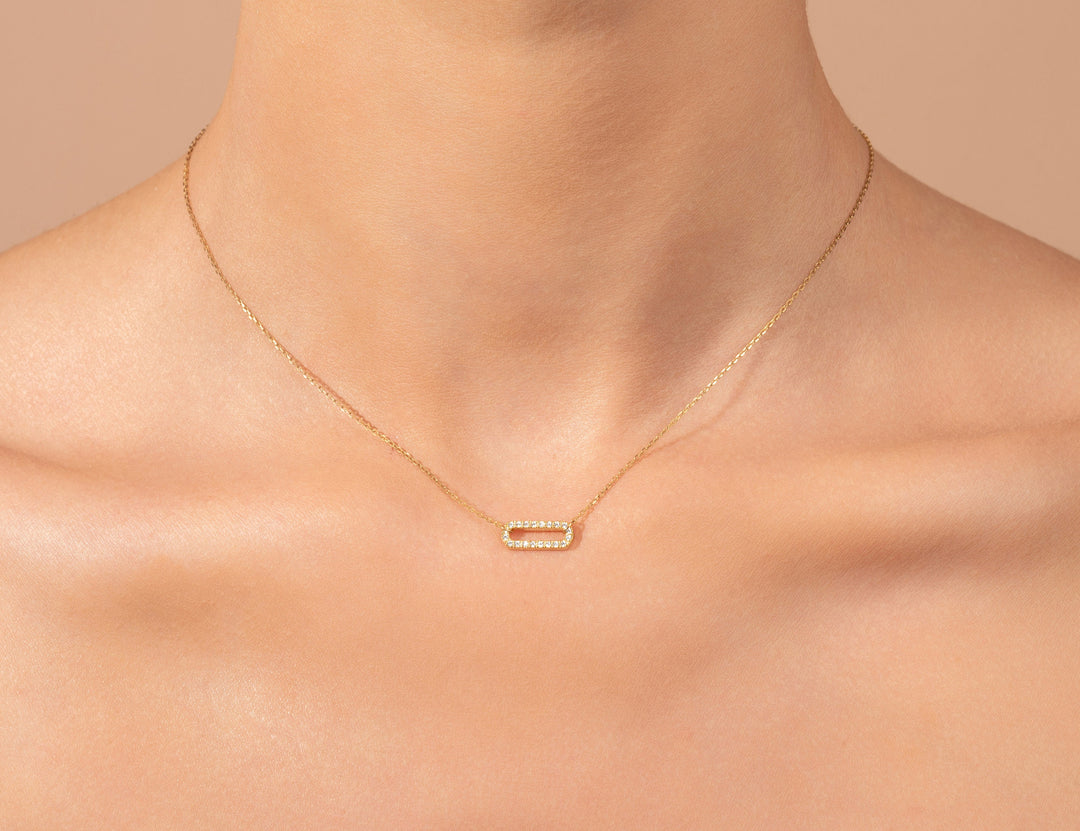 0.3 TCW Round Shape Moissanite Paper Clip Necklace