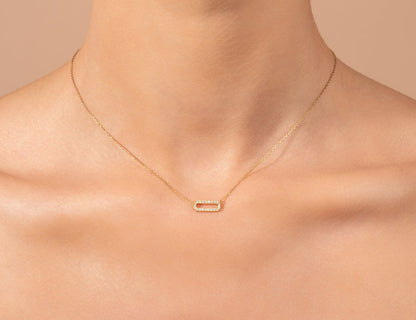 0.3 TCW Round Shape Moissanite Paper Clip Necklace