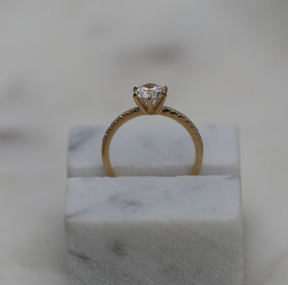 Round Cut Pave Lab Grown Diamond Engagement Ring