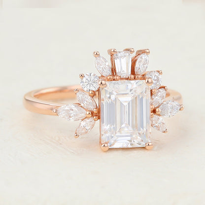 Emerald Cluster Lab-Grown Diamond Engagement Ring