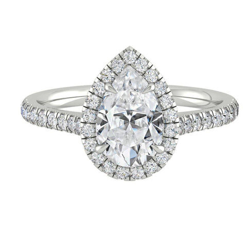 2.1 CT Pear Cut Halo Pave Moissanite Engagement Ring 6