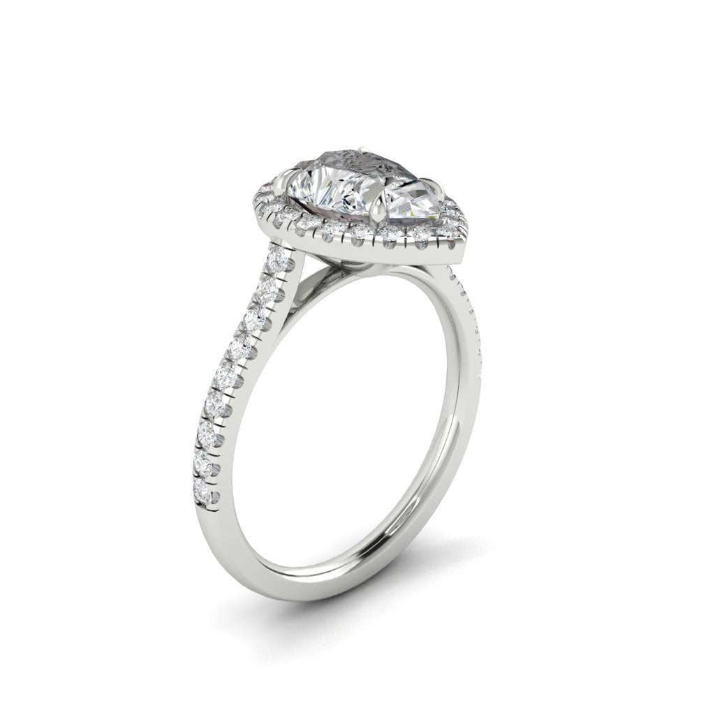 2.1 CT Pear Cut Halo Pave Moissanite Engagement Ring 7