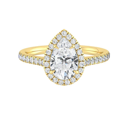 2.1 CT Pear Cut Halo Pave Moissanite Engagement Ring 8