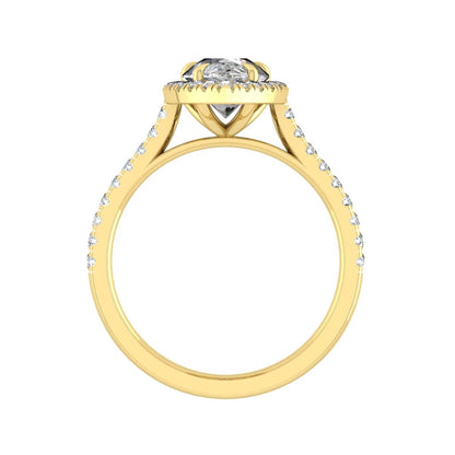 2.1 CT Pear Cut Halo Pave Moissanite Engagement Ring 10