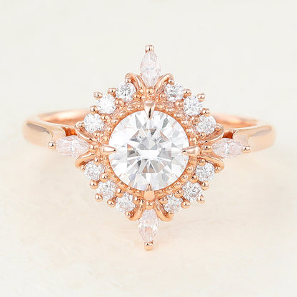 Round Cluster Lab-Grown Diamond Engagement Ring