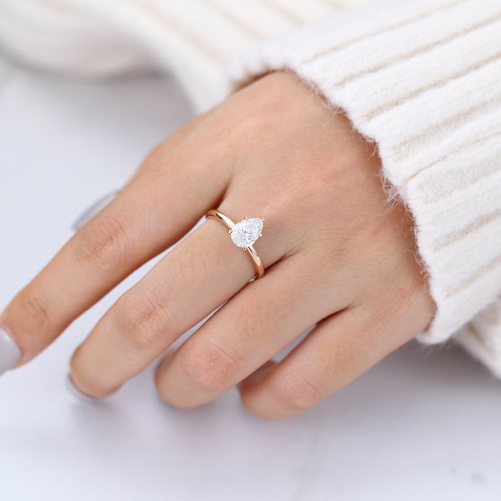 Pear Solitaire Lab-Grown Diamond Engagement Ring