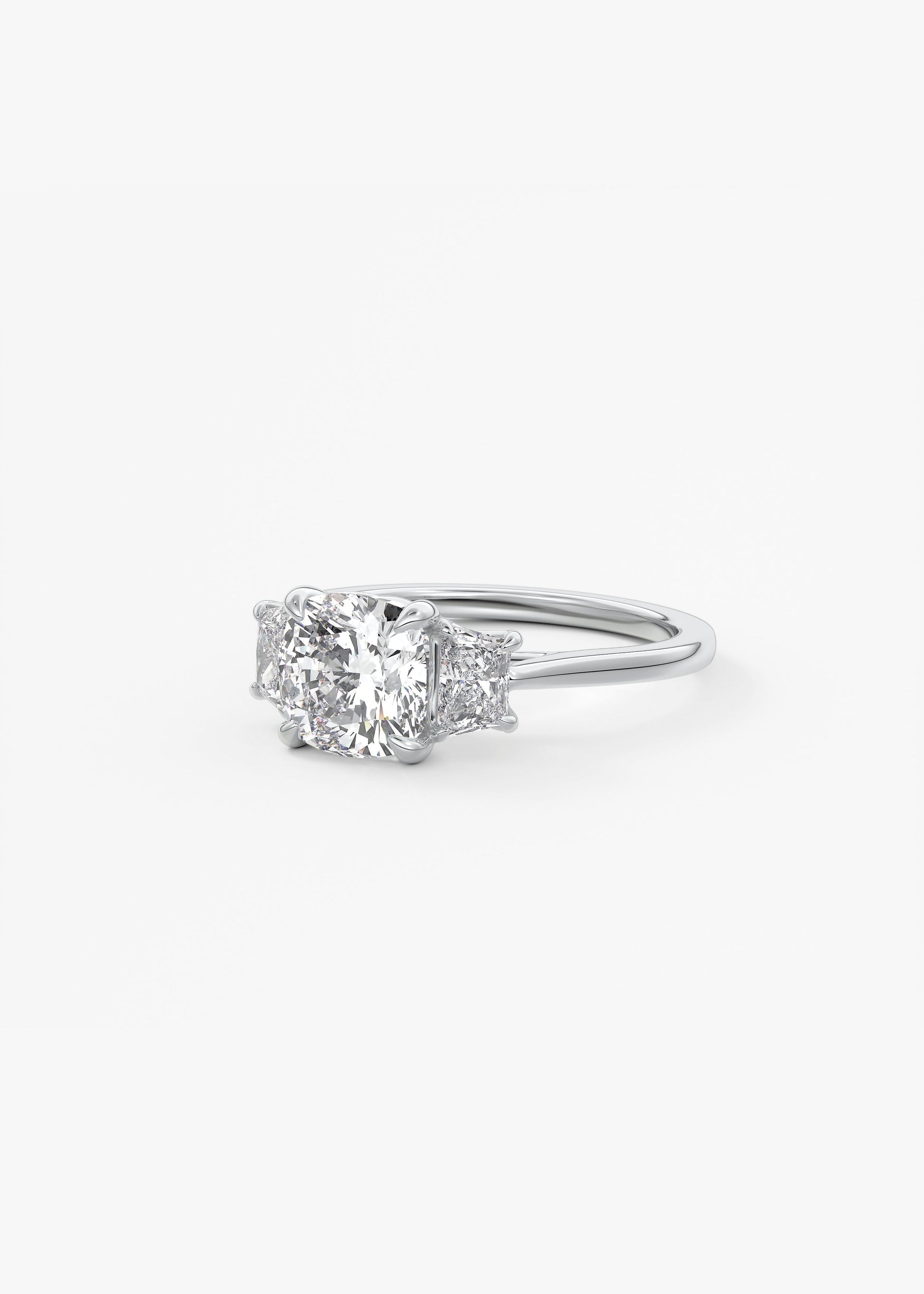 Cushion Three Stone Lab Grown Diamond Engagement Ring