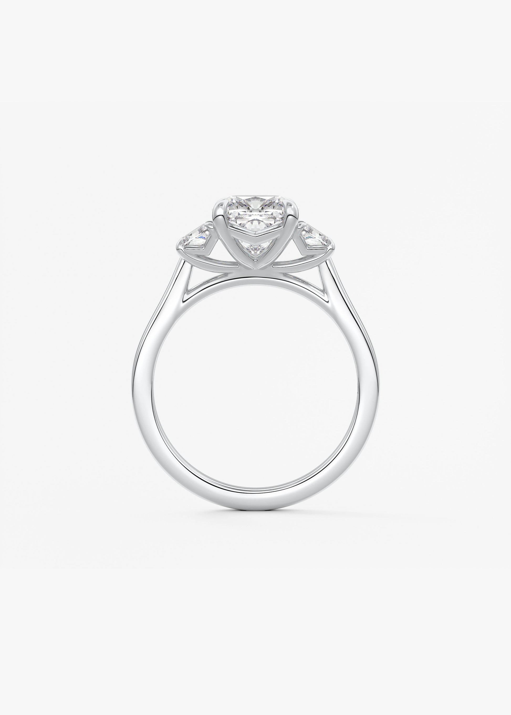 Cushion Three Stone Lab Grown Diamond Engagement Ring