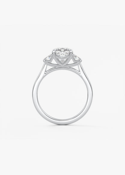 Cushion Three Stone Lab Grown Diamond Engagement Ring
